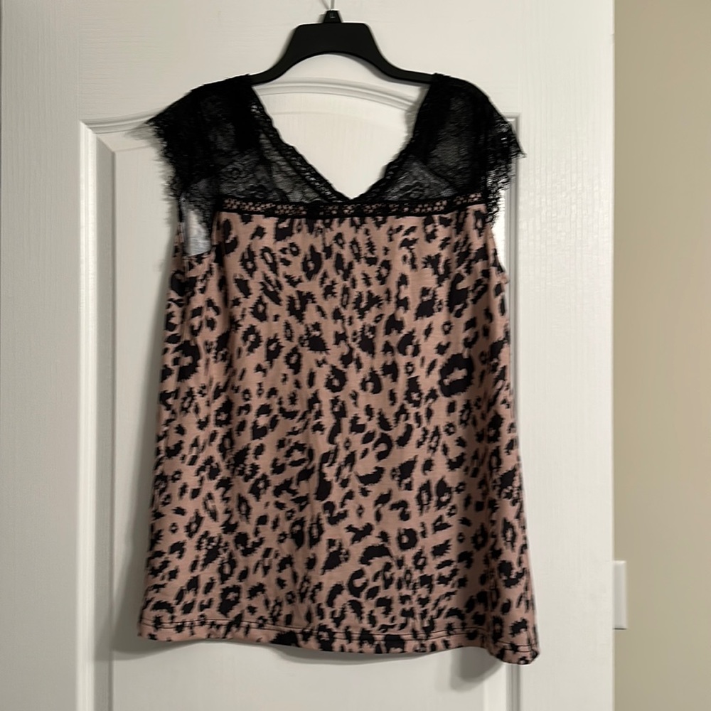 Leopard Print Shirt with Lace Detail